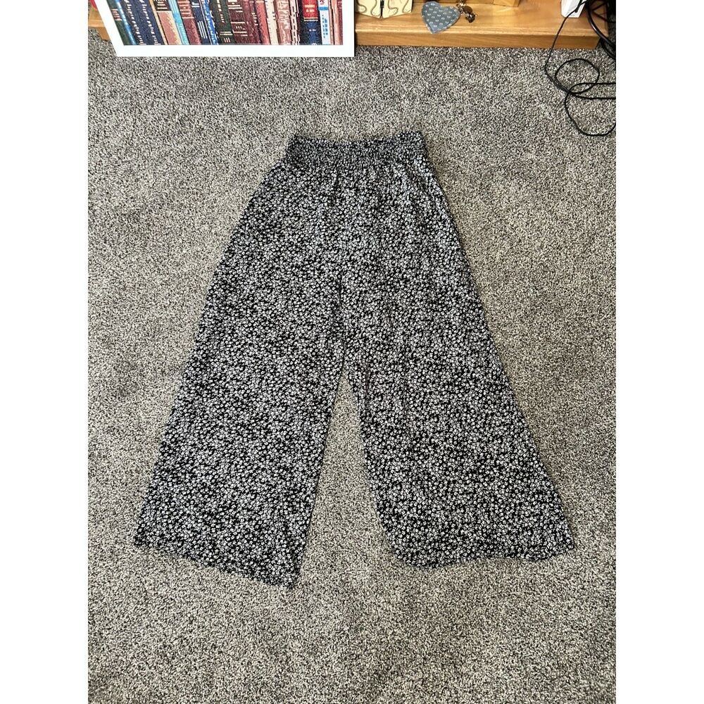 SHEIN black and white ditsy floral print high waisted wide leg palazzo pants L